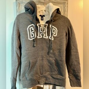 GAP Sherpa Lined Hoodie_Grey_Size XS